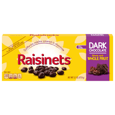 Raisinets, Dark Chocolate Covered California Raisins, Movie Theater Candy  Box, 3.1 oz - Foods Co.