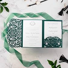 Follow directions to assemble your envelope. Amazon Com 50 Cards Pack Forest Green Laser Cut Wedding Invitations With Envelopes Diy Lace Elegant Kit With Template Floral Trifold Printable Invitation Handmade