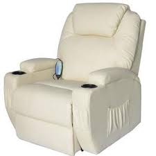 Deluxe Heated Vibrating Pu Leather Massage Recliner Chair Cream Sears Recliner Chair Leather Recliner Swivel Recliner