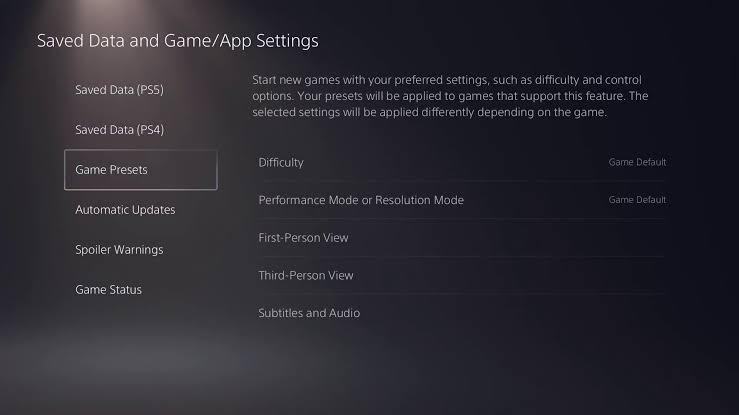 PS5 Adds Game Presets for Preferred Settings in Supported Titles | Push  Square