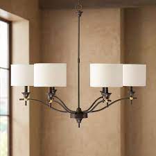 Edmonton 36 Wide Bronze And Brass 6 Light Chandelier 31g82 Lamps Plus Chandelier Lighting Chandelier Chandelier Lighting Fixtures