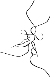 Set Of 2 Line Art Prints Kissing Line Drawing Print Couples Etsy Line Art Drawings Line Art Outline Art
