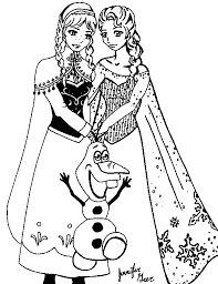 Cendrillon et sa marraine la fée. Coloriage De Anna Elsa Et Olaf