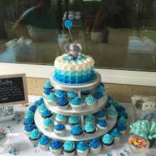 Elephant Baby Shower Cupcakes And Cake Baby Shower Desserts Elephant Baby Shower Cake Baby Shower Desserts Boy