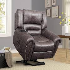 Harper Bright Designs Brown Faux Leather Recliner Power Lift Chair Sm038818aae The Home Depot Lift Recliners Lift Chairs Recliner Chair