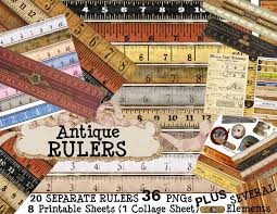 RULERS & TAPE MEASURES Bundle Antique Vintage Tools High Resolution  Transparent Pngs Clip Art Printable Collage Sheets Jpg Men Junk Journal