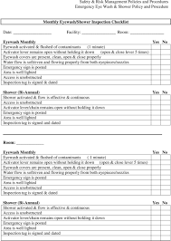 Antiseptic minor to trauma bandaging gloves rescues mask with one way valve eye 5.7 annual safety checklist spreadsheet. Safety Shower Inspection Checklist Pdf Hse Images Videos Gallery