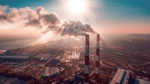 Air Pollution By Smoke Coming Out Of Two Factory Chimneys Aerial View Air Poll Affiliate Coming Factory Smoke Aerial View Pollution Air Pollution