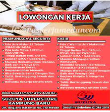 Maybe you would like to learn more about one of these? Loker Medan Terbaru Oktober 2019 Di Suzuya Superstore Kampung Baru Poskerjamedan Com