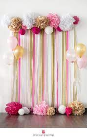 The whole party package includes cupcake wrappers, cupcake toppers, gift tags. Pom Poms Flowers Birthday Pink And Gold Birthday Party Decorations Balloons Greeting Cards Party Supply Party Decorations