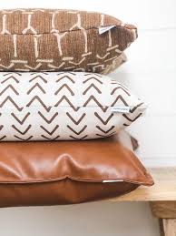 The set includes 4 pillow covers. Cognac Brown Faux Leather Throw Pillow 16x16 20x20 Modern Farmhouse Pillow Euro Sham Soft Faux Leather Cushion Cover Leather Lumbar Pillow In 2021 Leather Throw Pillows Leather Couch Living Room Modern