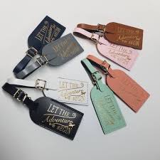 Let The Adventure Begin Luggage Tag Gifts Traveler Wedding Etsy Luggage Tag Wedding Favor Themed Wedding Favors Travel Theme Wedding