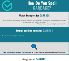 How do you spell garbage. Correct Spelling For Garbage Infographic Spellchecker Net