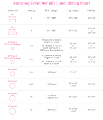 linen size chart amazing event rentals