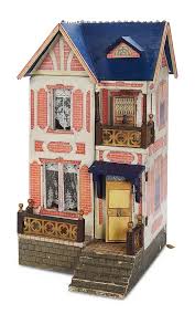German Wooden Blue Roof Dollhouse With Elevator By Moritz Gottschalk Circa 1890 Doll House Dollhouse Dolls Dolls House Shop