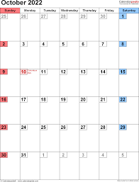 October 2022 Calendar Templates For Word Excel And Pdf