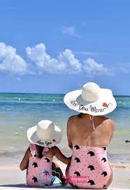 Mommy Me Matching Floppy Beach Hat Set Love You Love You Etsy Floppy Beach Hat Beach Hat Mommy And Me