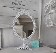 weißer antiker Tischspiegel in shabby chic * Schminkspiegel *