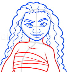 Draw a big triangle under head as a guide for moana's torso by first drawing a horizontal. How To Draw Moana Step By Step Drawing Guide By Dawn Dragoart Com