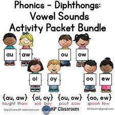 Diphthongs Au Aw Oi Oy Ou Ow Oo Ew Vowel Sounds Activity Packet Bundle
