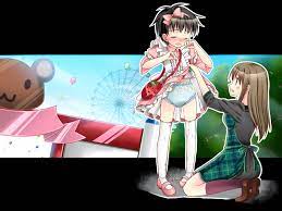 chijoku an, highres, source request, 1boy, 1girl, age difference, blush,  clothes lift, crossdressing, crying, diaper, ferris wheel, mary janes,  peeing, shoes, shota, skirt, skirt lift, tears, thighhighs, trap - Image  View - |
