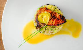 Halibut Cheeks With Kiwi Macadamia Avocado Tartare Recipe Halibut Cheeks Recipe Halibut Avocado