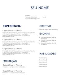 Várias empresas são parceiras deste programa, e você pode conquistar uma vaga de jovem aprendiz em uma delas com auxílio do canva. 60 Modelos De Curriculo Pronto Para Preencher E Imprimir