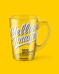 Download Glass Mug Mockup In Cup Bowl Mockups On Yellow Images Object Mockups PSD Mockup Templates