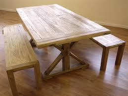 Unfinished wood has a rugged surface texture that will soften with age and use. Rustic Reclaimed Elm Dining Table Two Benches
