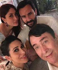 Karisma Kapoor Kareena Kapoor And Saif Ali Khan Pose With The Birthday Boy Randhir Kapoor Filmywave Karis Randhir Kapoor Kareena Kapoor Kareena Kapoor Khan