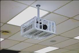 A Hitachi Installation Series Projector Mounted To The Ceiling In A School Cafeteria Projector Setup Projector Mount Projector
