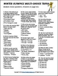 Winter Olympic Games Multiple Choice Trivia Olympic Party Olympic Party Games Winter Olympic Games