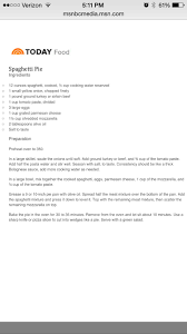 Spaghetti Pie From The Today Show Use Gluten Free Noodles Spaghetti Pie Recipes Spaghetti Pie Recipes