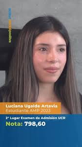 ¡Felicitamos a Luciana Ugalde Artavia quien obtuvo el segundo mejor  promedio en el Examen de Admisión de la UCR 2023 con una nota de 798,60!  🏆🌟, Este logro refleja nuestro compromiso con la excelencia ...