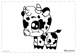 Kleurplaat uit de categorie 'koeien kleurplaten'. Koe Kawaii Kleurplaat