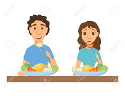 Your body will utilize the protein to help with recovery while you sleep. Couple Eating Healthy Food Man And Woman Having Lunch Dinner Royalty Free Cliparts Vectors And Stock Illustration Image 76184255