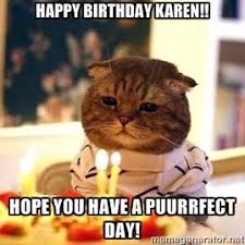 Birthdays Were The Worst Days Meme Happy Birthday Karen Hope You Have A Puurrfect Day Birthday Cat Happy Birthday Cat Funny Happy Birthday Meme Cat Birthday Memes