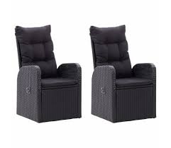 Browse our great prices & discounts on the best power reclining recliners. Vidaxl Reclining Garden Chairs 2 Pcs With Cushions Poly Rattan Black Vidaxl Com