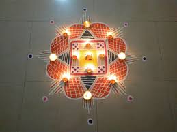 Karthigai Deepam Kolam A Colourful Nallu Moolai Kolam For Karthigai Deepam Special Festival Lights Rangoli Designs Padi Kolam