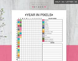 Mood Chart Mood Tracker Year In Pixels Bullet Journal Mood Pdf Download Printable Planner Inserts Mood Journal Daily Mood Tracker