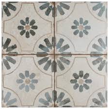 Im not wordy | geometric tiles, geometric pattern, tile patterns. Merola Tile Kings Blume Encaustic 17 5 8 In X 17 5 8 In Blue Ceramic Floor And Wall Tile 11 02 Sq Ft Case Fpe18kbmb The Home Depot