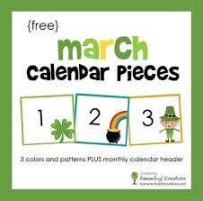 Freebie March Pocket Chart Calendar Pieces