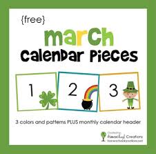 freebie march pocket chart calendar pieces