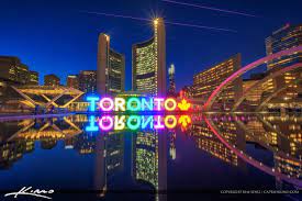 Toronto City Hall Night Lights Downtown Ontario Canada Toronto City Toronto City Hall
