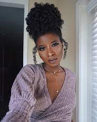 Natural curly bun hairstyle for black girls. Pin By Kaitlyn Turner On Meow