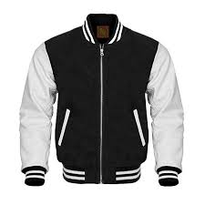 Black And White Varsity Jacket Black Wool White Leather Varsity Jacket Letterman Jacket Zipper Xs Black Leather Sleeve Jacket Black Letterman Jacket Varsity Jacket