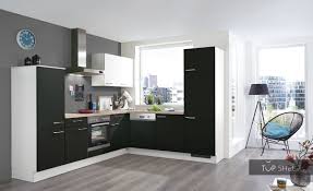 Moving the microwave off the counter and integrating it into your corner cabinet design may free up significant space on the counter. Nobilia Corner Kitchen Touch 340 Lacquer Laminate Black Supermatt 310x Top Shelf De