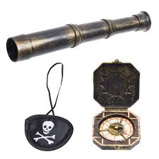 Buy Cosplay Tele and Compass Prop with Pirate Themed Eye Patch - Antique  Retro Party Supply Accessory Decor - Vintage Treasure glass Sundial Ship  Captain Eye Patch for Themed Events Stage Plays
