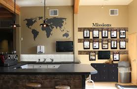 Mission Wall Design I Like The Map On The Wall Could Be Cool To Get A Big Map Of The City Of Wichita Like T Church Interior Design Church Cafe