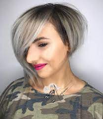 Off Balance Asymmetric Aline Bob Color And Highlights For This Pretty Face Lucy Guyannesc Asymmetrical Bob Haircuts Bobs Haircuts Bob Hairstyles